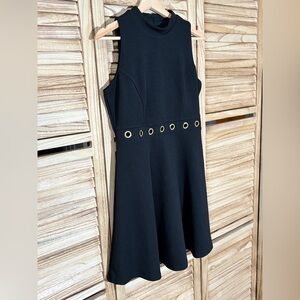 Romeo & Juliet Couture Black Mini Dress Gold Eyelet Cutout Accents Size M